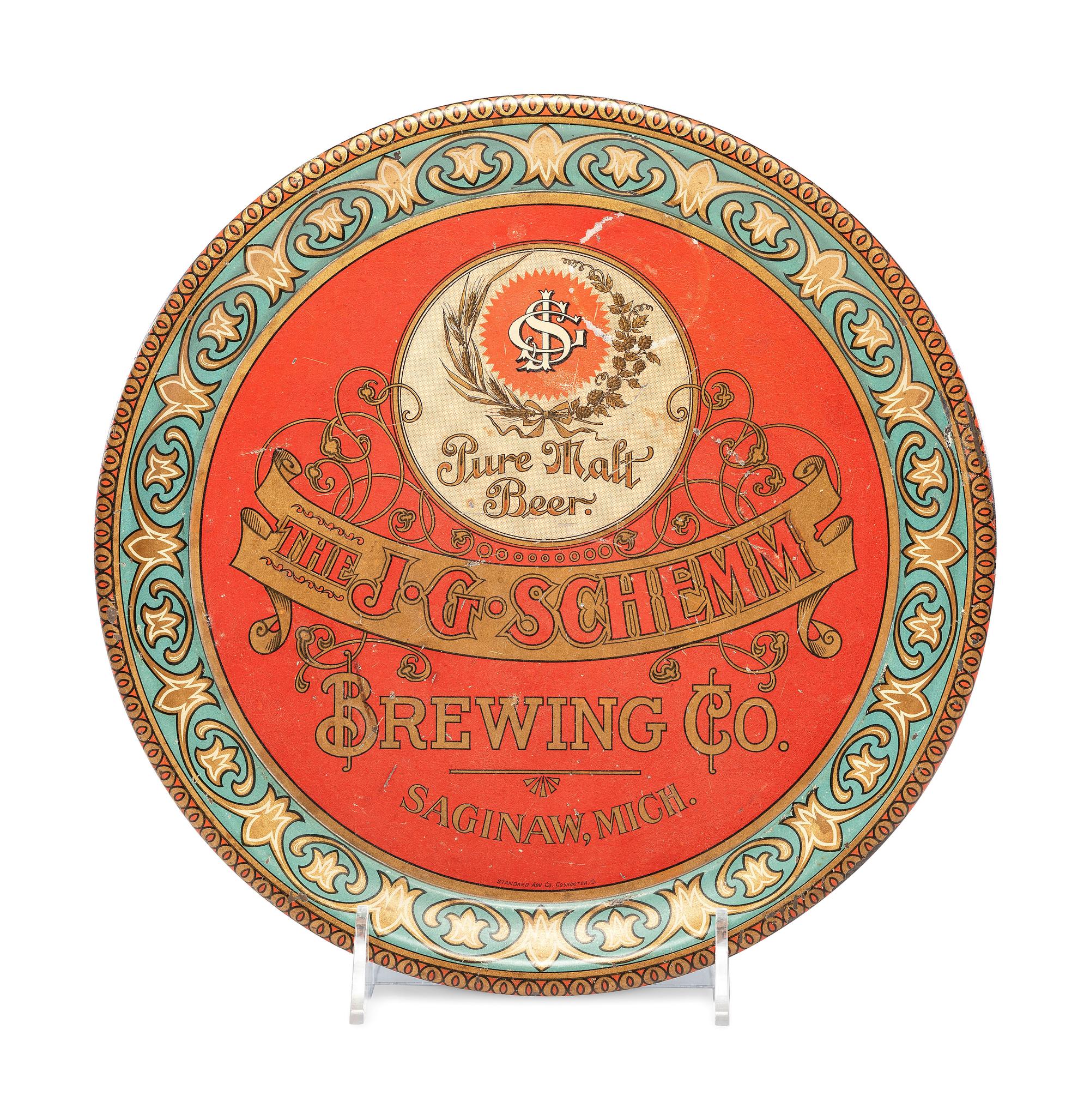 A J.G. Schemm Brewing Company 'Pure Malt Beer' Tin Lithograph Advertising Tray