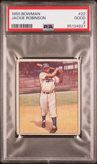 A 1950 Bowman Jackie Robinson Baseball Card No. 22 (PSA 2 GOOD)