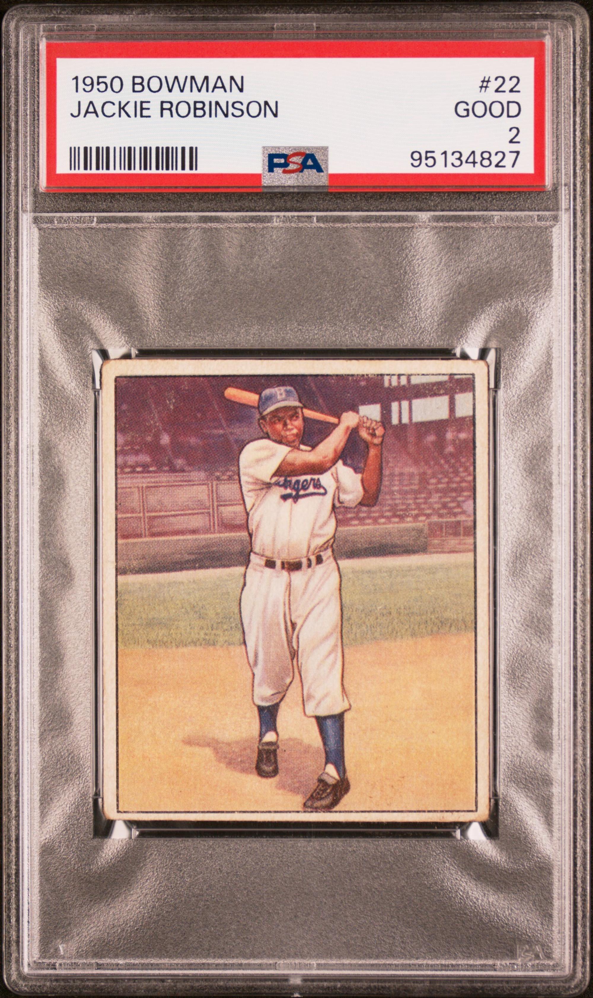 A 1950 Bowman Jackie Robinson Baseball Card No. 22 (PSA 2 GOOD)