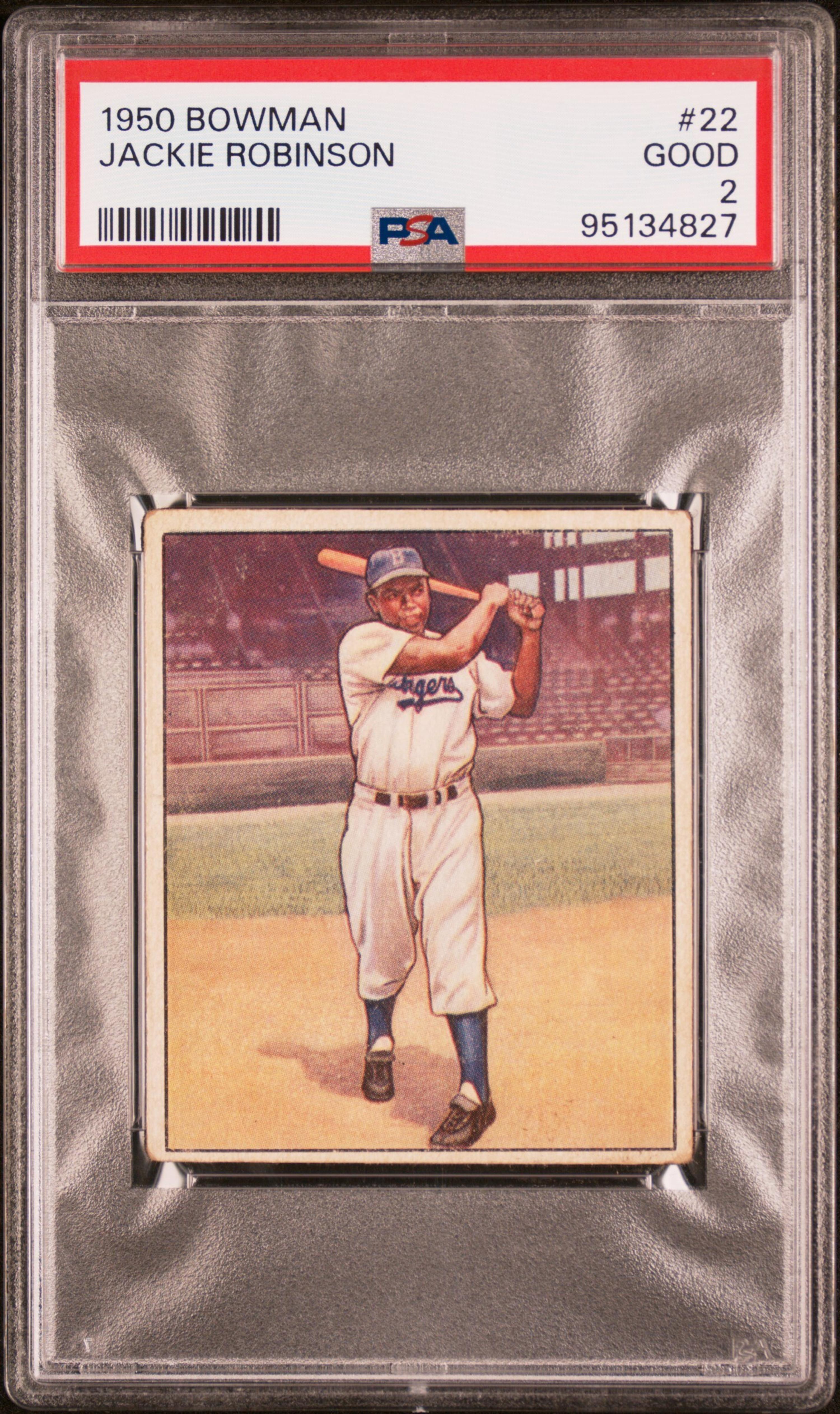 A 1950 Bowman Jackie Robinson Baseball Card No. 22 (PSA 2 GOOD)