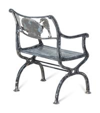 Four Wrought Iron Armchairs