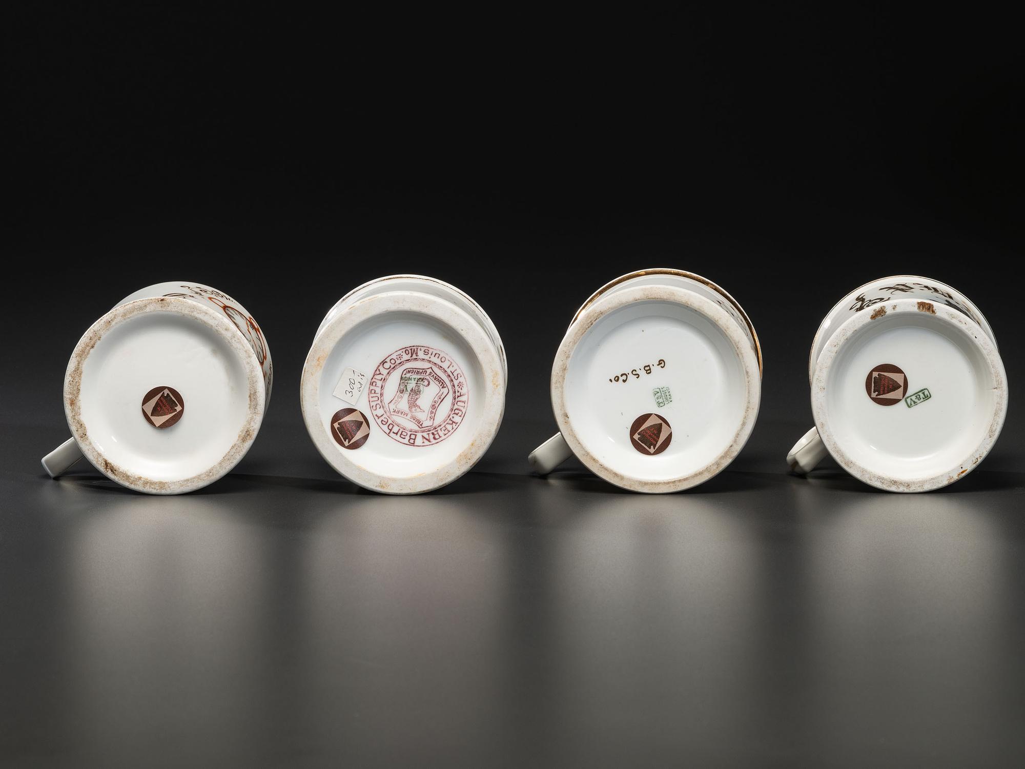 Four Porcelain Occupational Shaving Mugs
