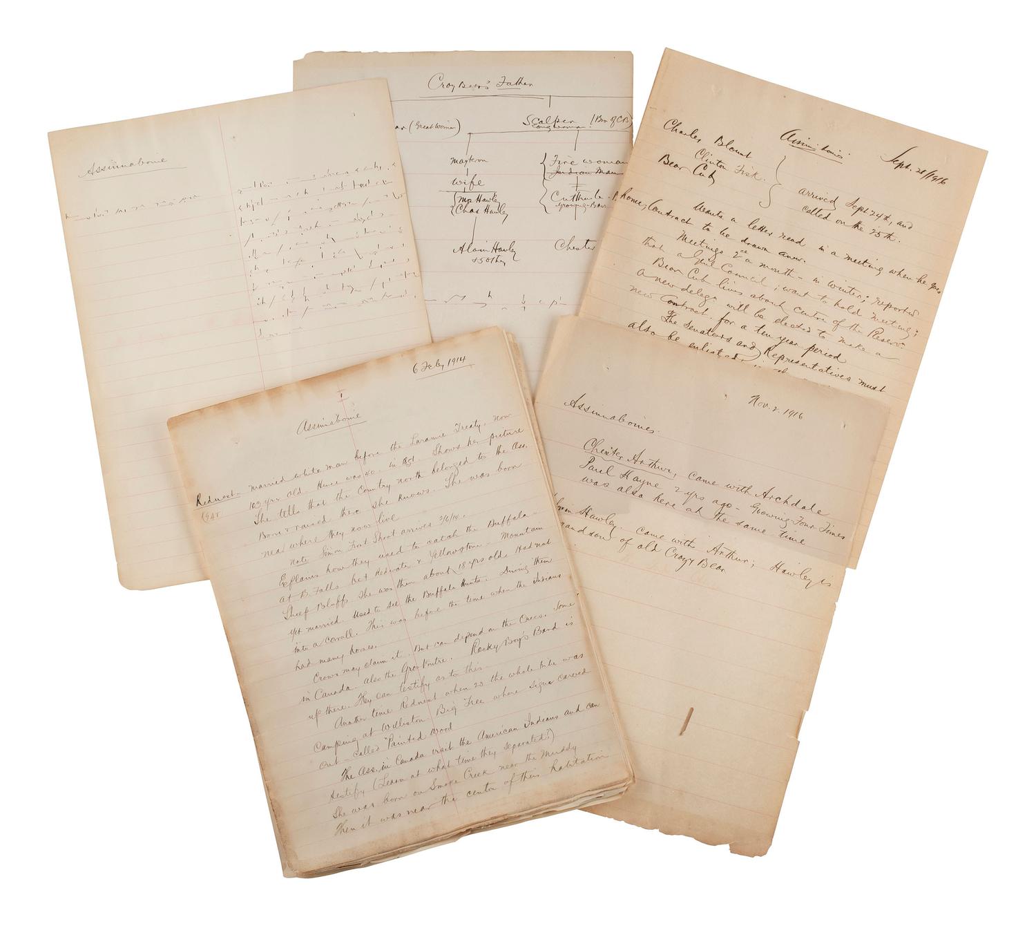 [NATIVE AMERICAN]. Papers associated with the Sioux, Assiniboine, and Ponca Nations, ca early 1900s.
