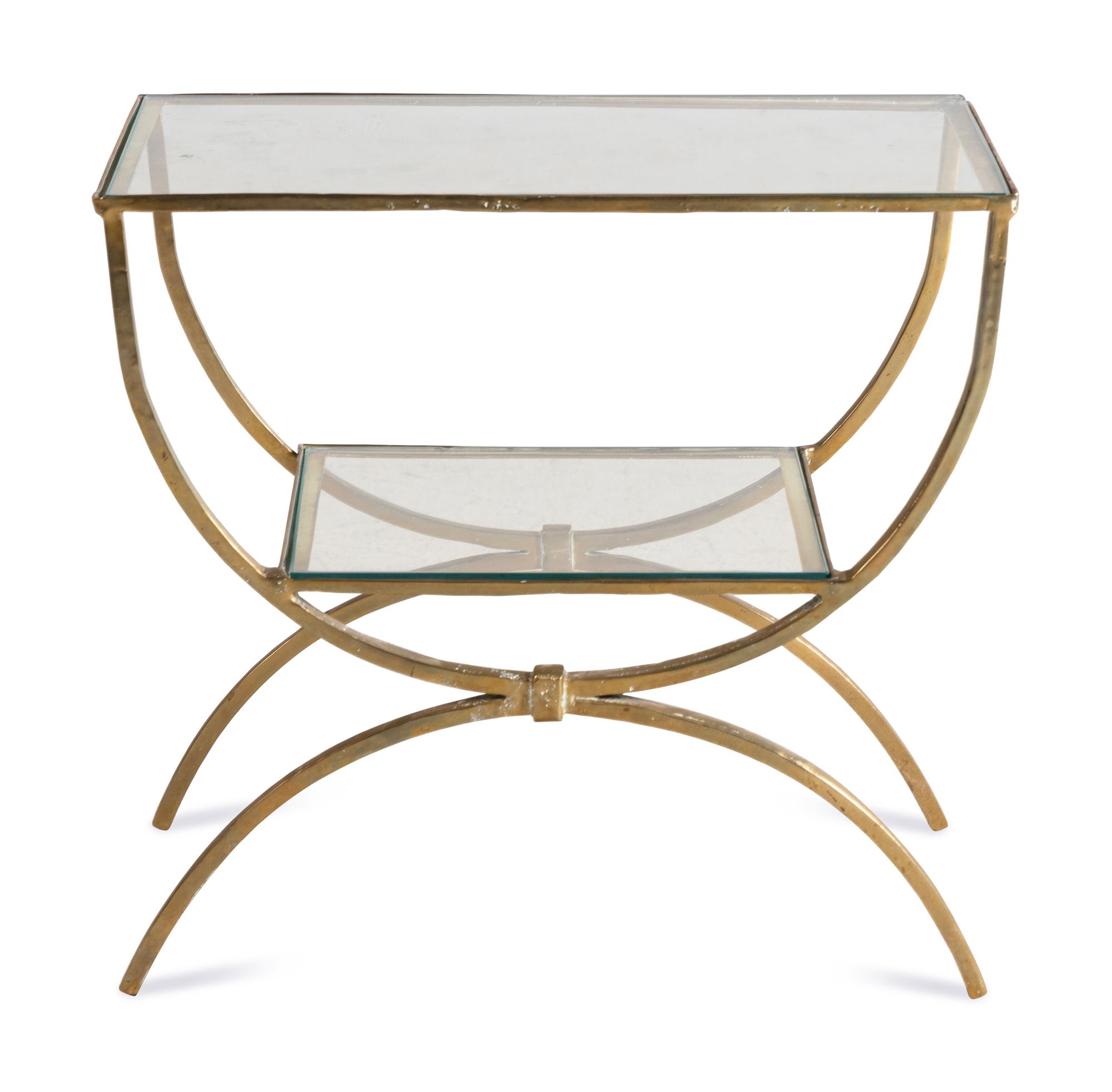 A Brass and Glass-Top End Table
