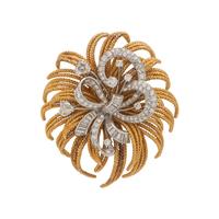 DAVID WEBB, YELLOW GOLD, PLATINUM AND DIAMOND BROOCH