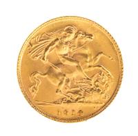 Great Britain (1914 CE), Gold Half Sovreign — Gold Half Sovereign