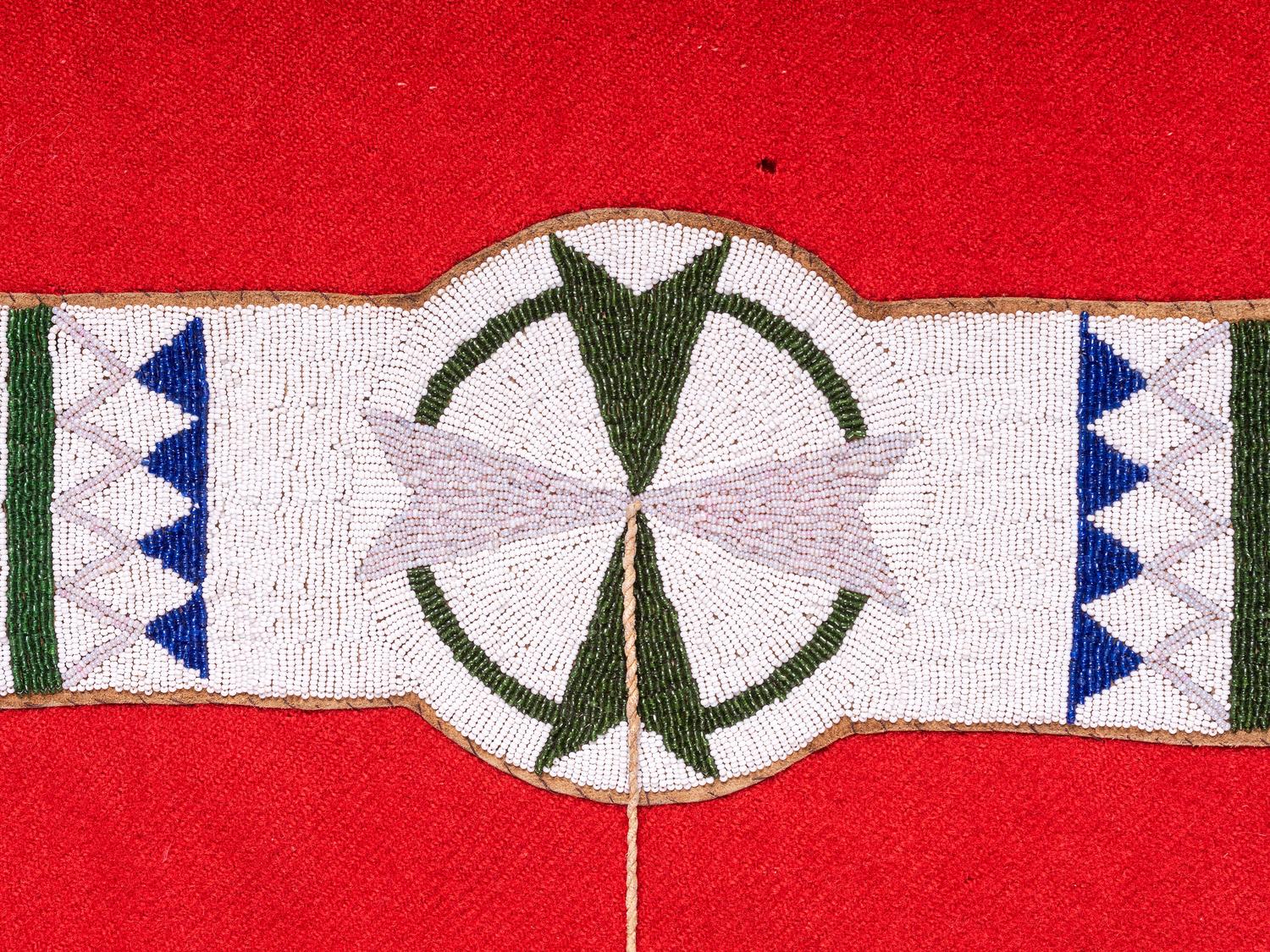 Sioux Beaded Hide Blanket Strip on Hudson Bay Blanket
