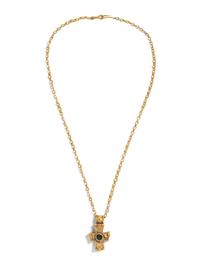 A Byzantine Gold and Green Glass Cross and Chain