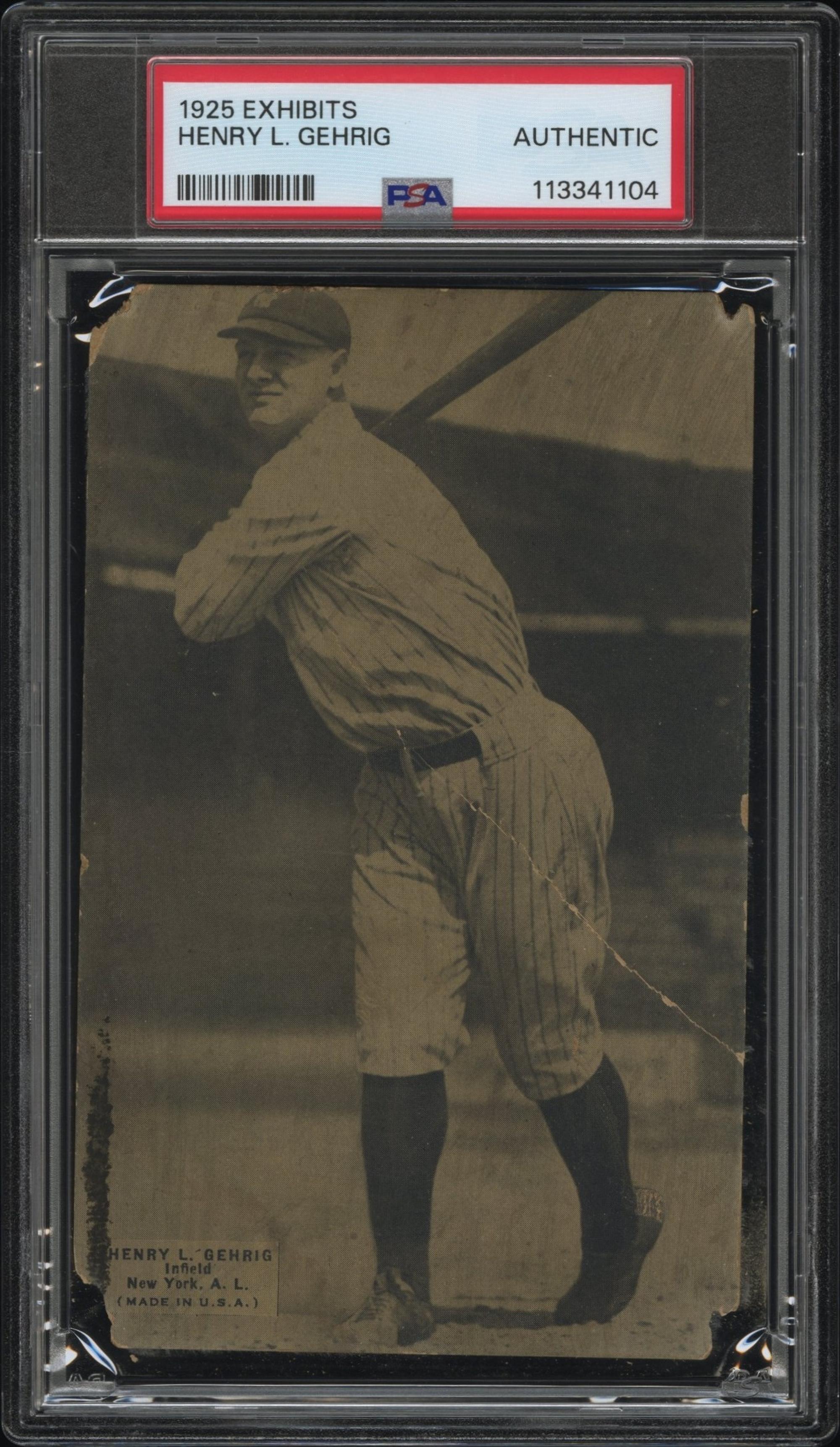 A 1925 Exhibits Lou Gehrig Rookie Baseball Card (PSA Authentic)