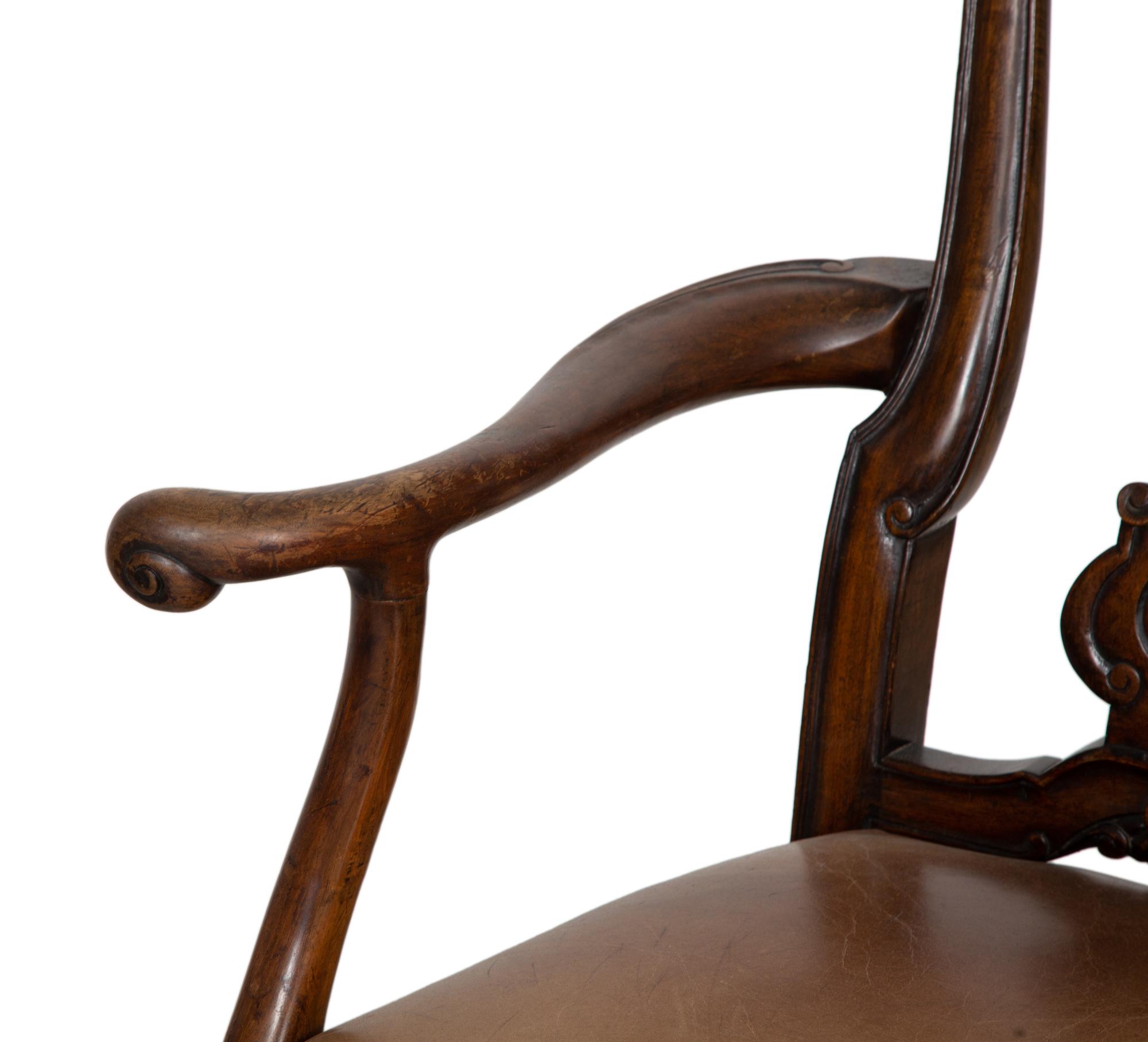 A Set of Six Continental Walnut Dining Chairs