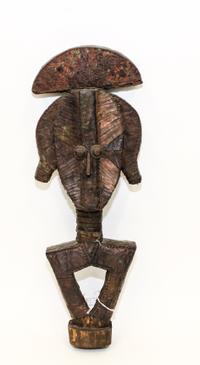 A Metal Clad Carved African Figure Height 19 1/2 inches. — MID TO LATE 20TH CENTURY