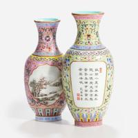 A Chinese enameled porcelain double vase