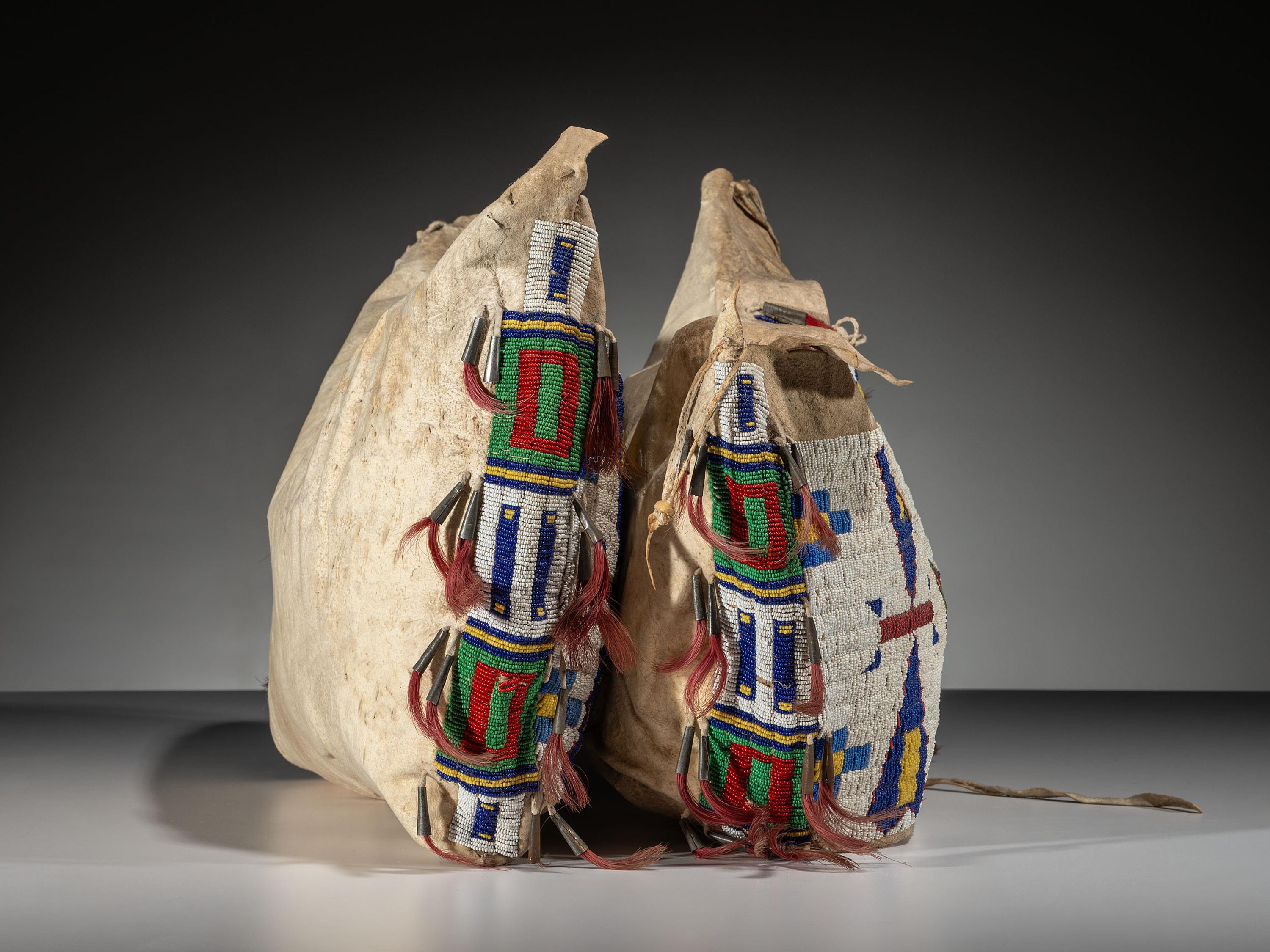 Sioux Beaded Hide Possible Bags, Matched Pair
