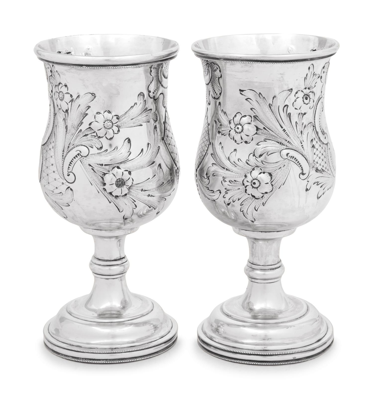 A Pair of American Silver Goblets
