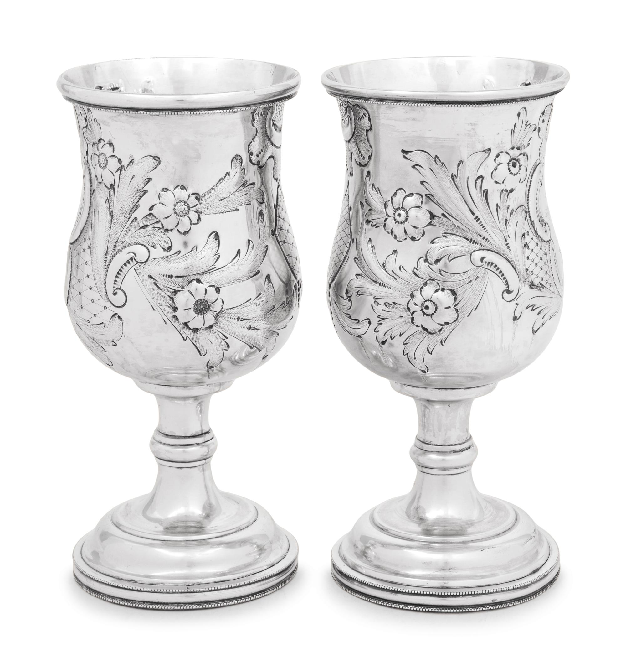 A Pair of American Silver Goblets