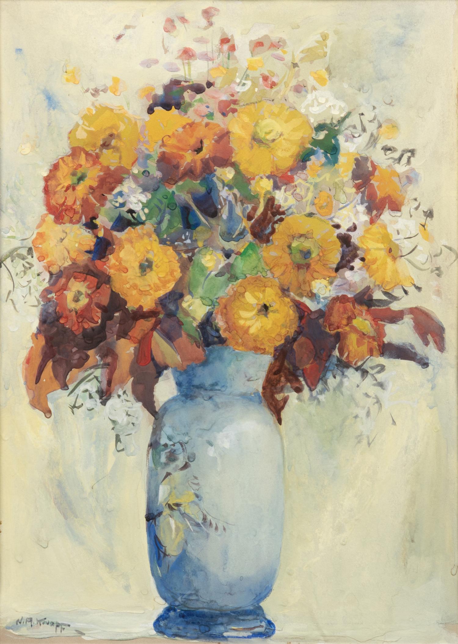 Still Life with Flowers in a Blue Vase
