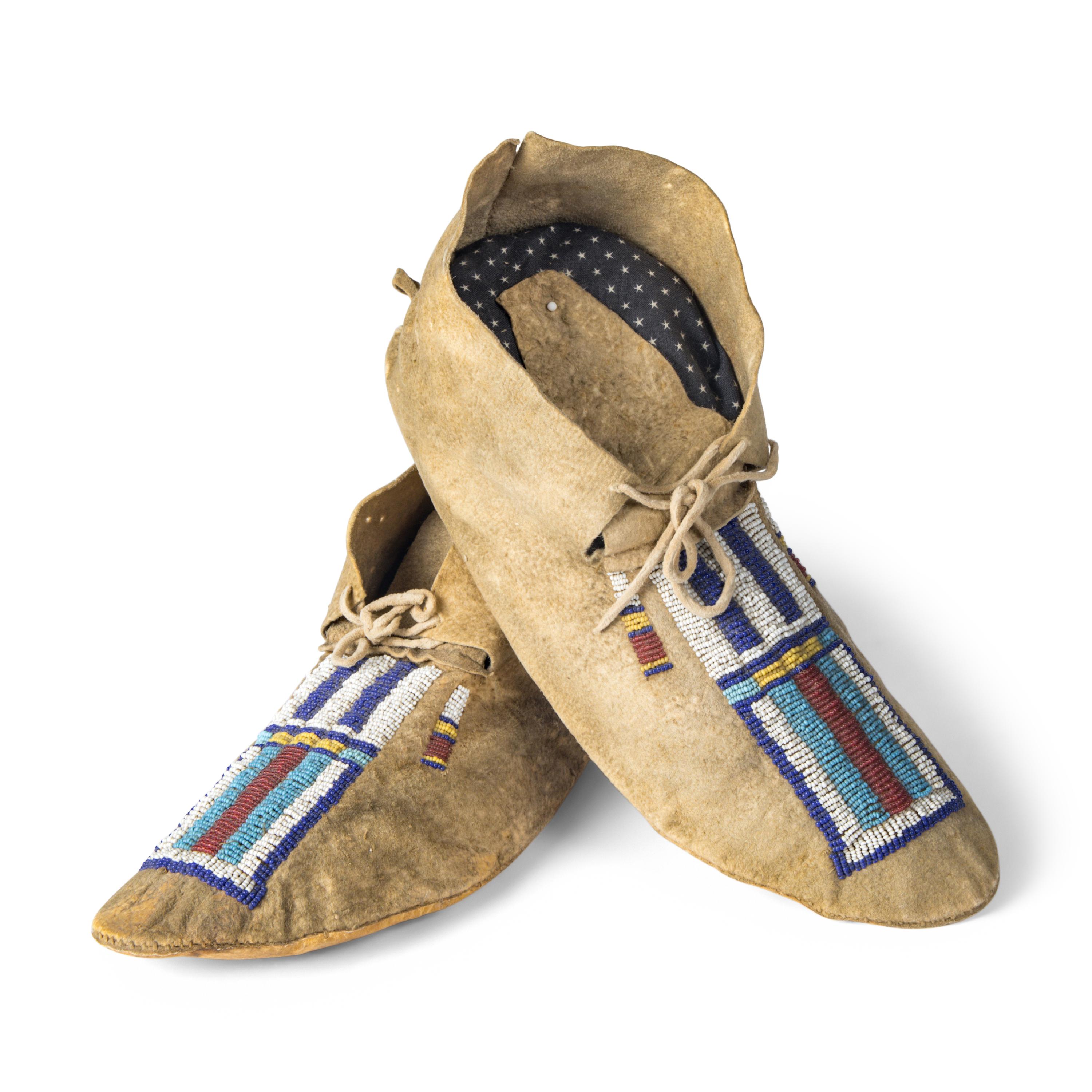 Cheyenne Beaded Hide Moccasins