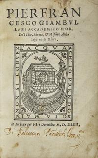 [Dante] Giambullari, Pier Francesco. De'l Sito, Forma, & Misure, dello Inferno di Dante