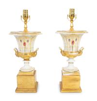 A Pair of Paris Porcelain Urns Mounted as Lamps — LATE 19TH/EARLY 20TH CENTURY