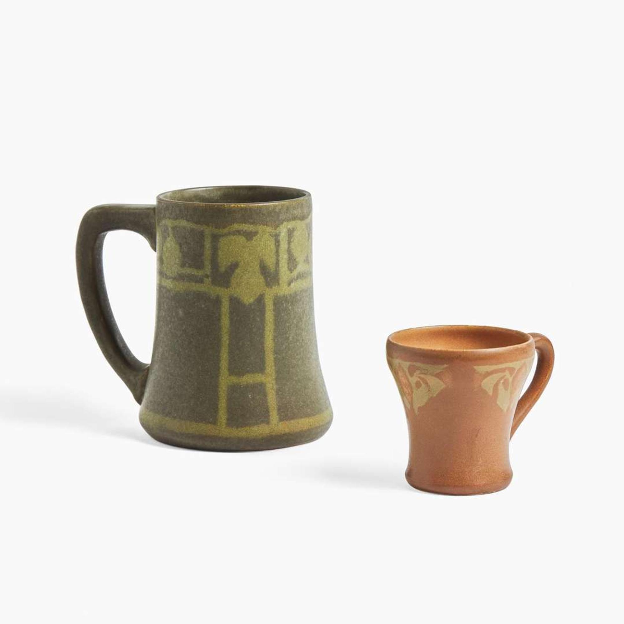 Frederick Walrath (American, 1871-1921) Two Mugs, Walrath Pottery, USA, circa 1910