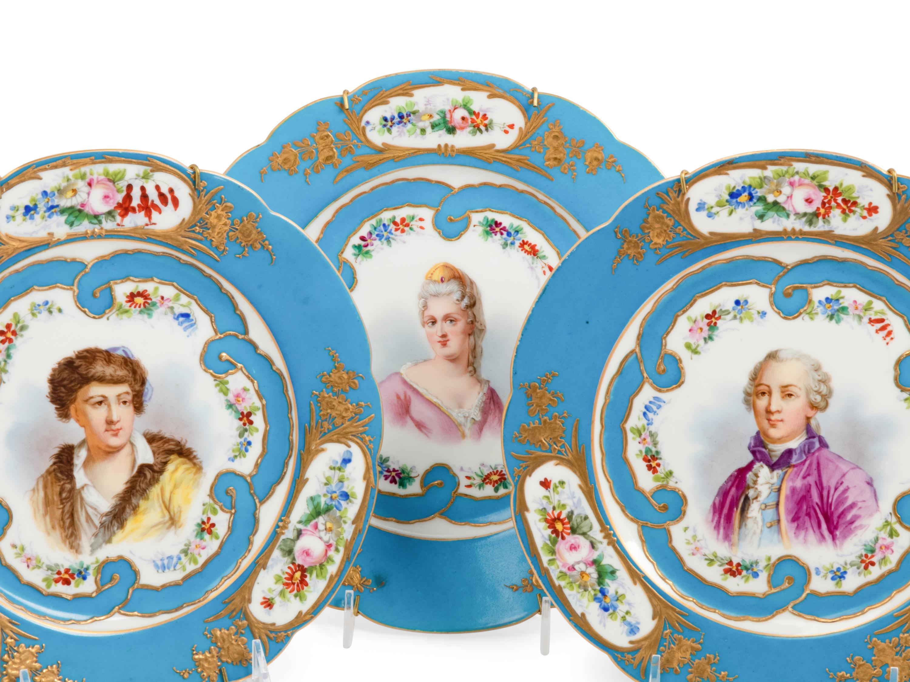 A Set of Twelve Sèvres Style Porcelain Plates