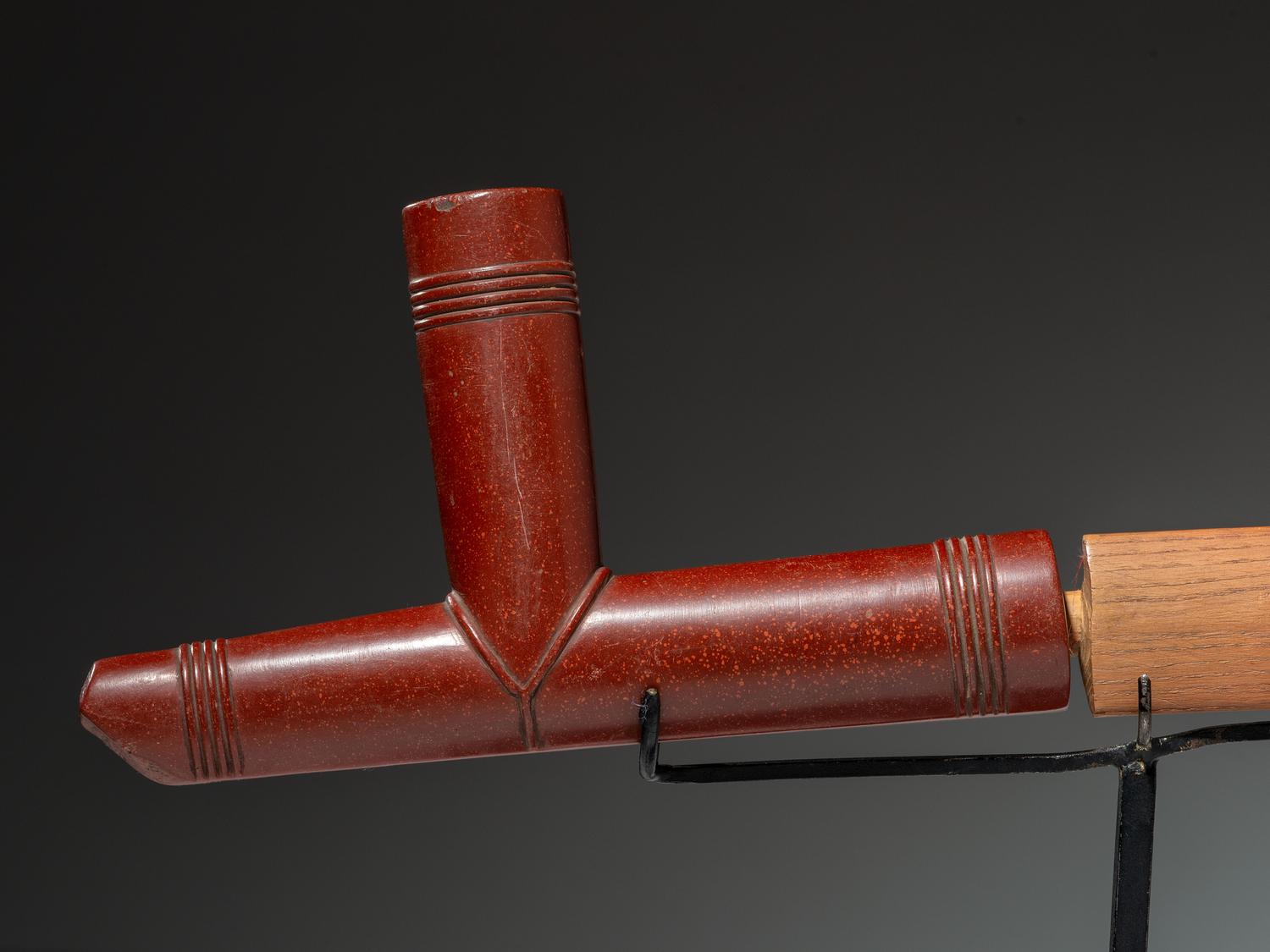 Sioux Quilled Pipe Stem, with Catlinite Bowl