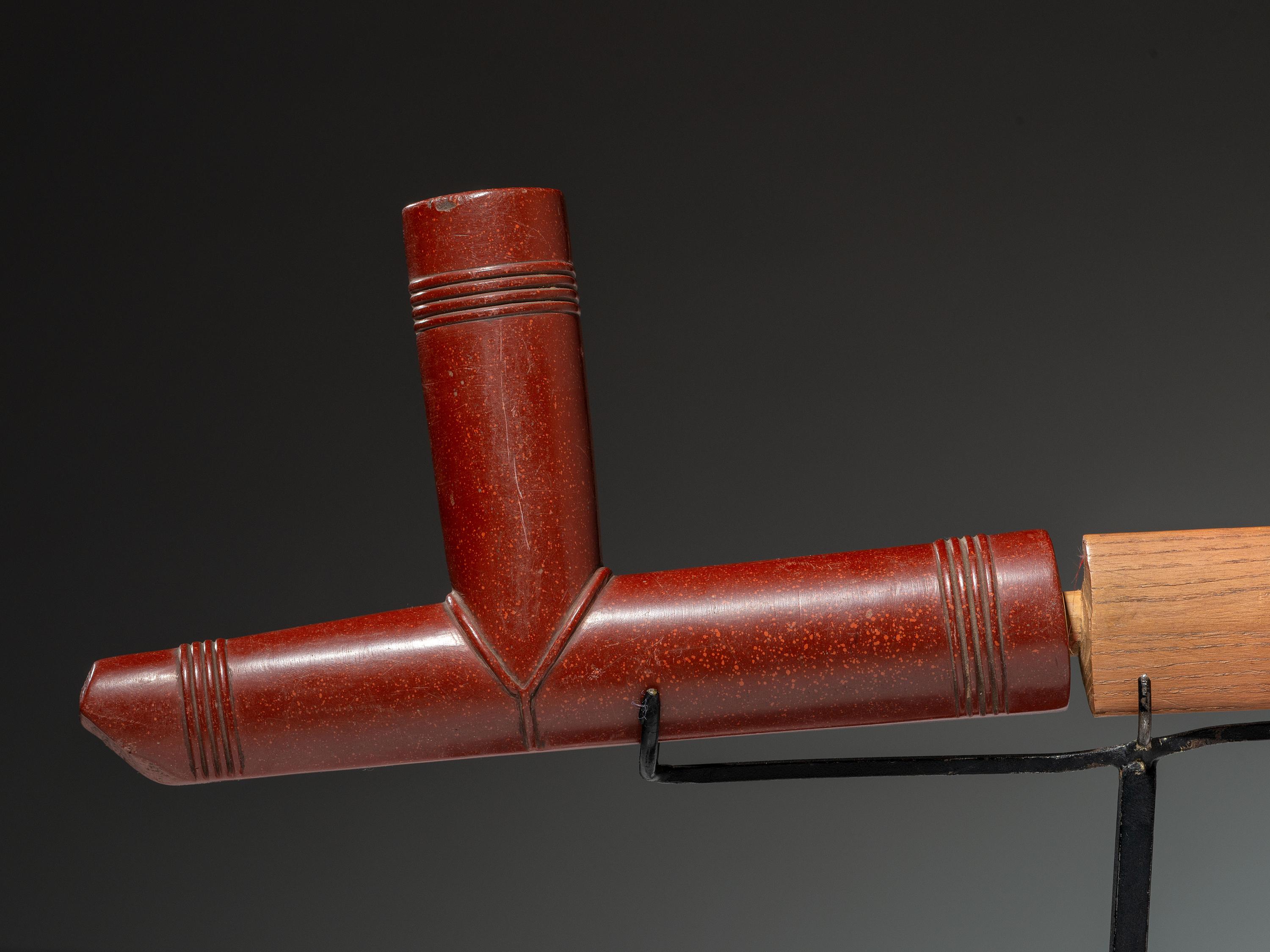 Sioux Quilled Pipe Stem, with Catlinite Bowl