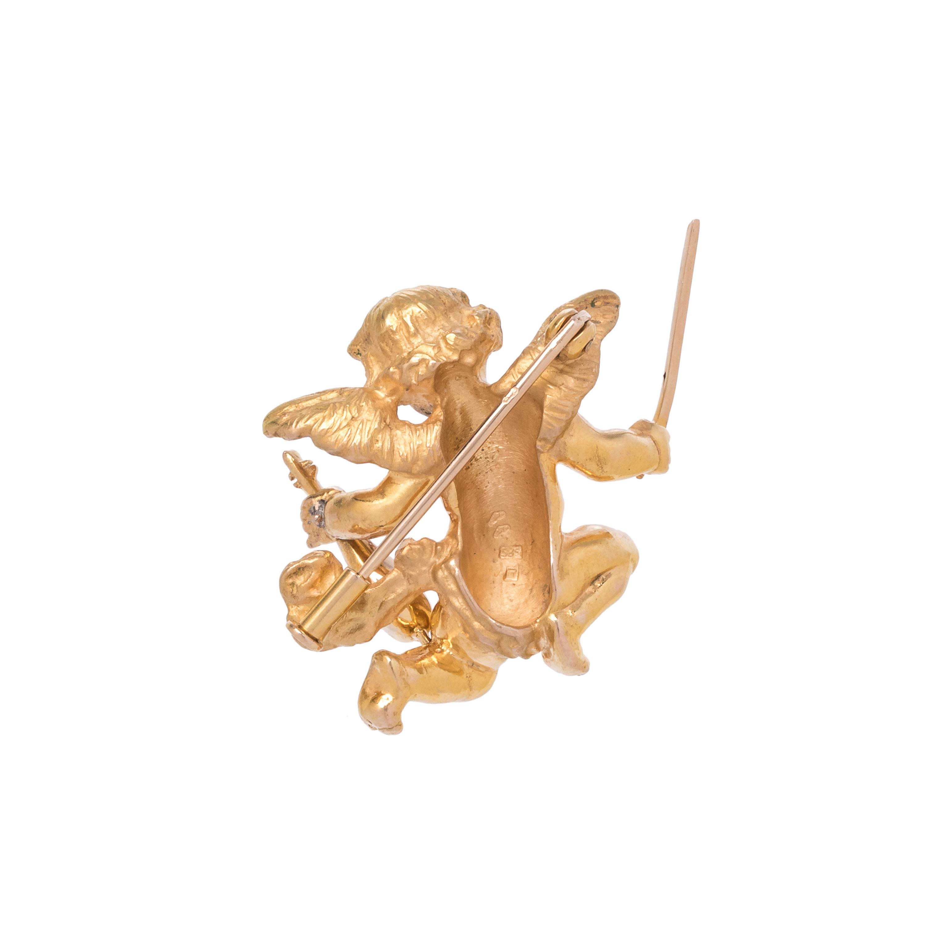 JOSEF SIESS SÖHNE, YELLOW GOLD CHERUB BROOCH