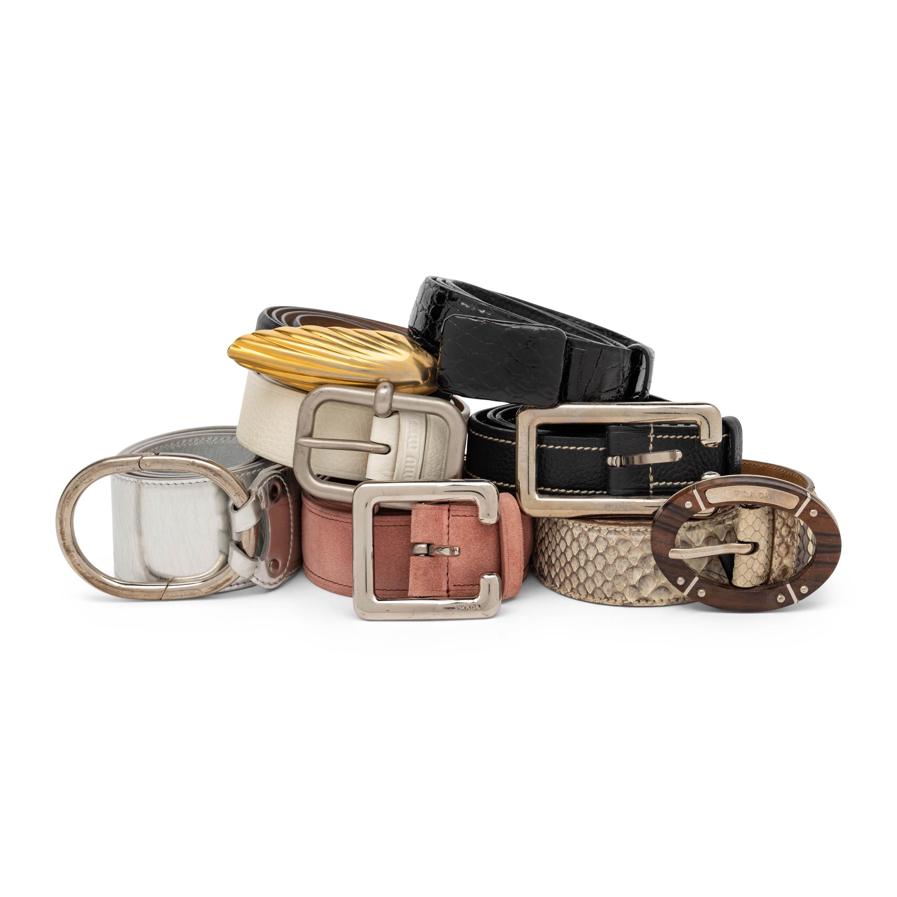 Seven Designer Belts, Including Prada