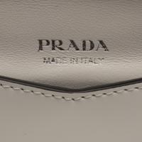 PRADA, WHITE LEATHER WRISTLET CLUTCH