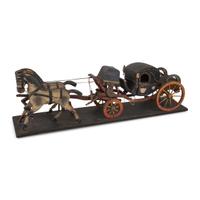 A Painted Wood Model of a Horse-Drawn Coach