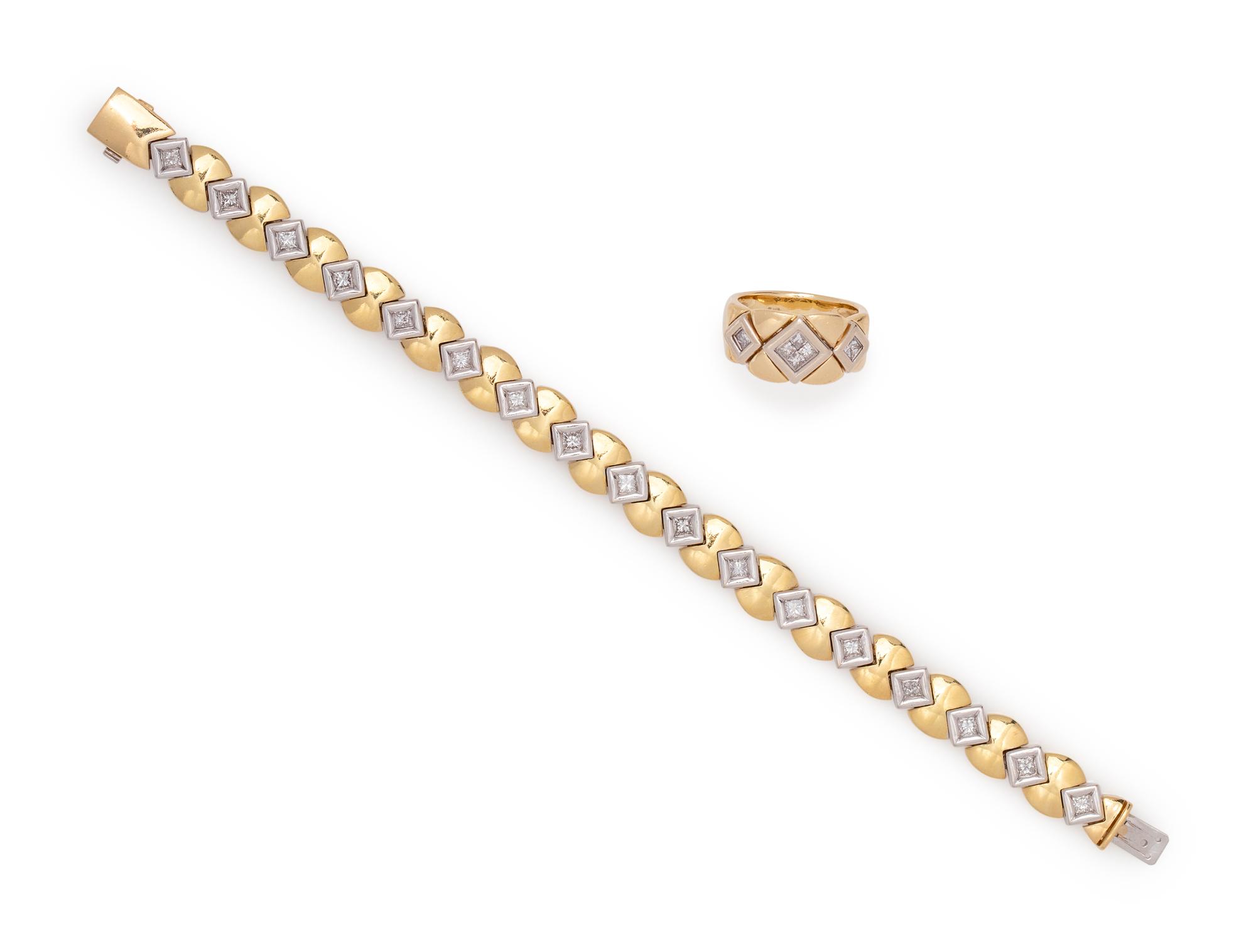 BICOLOR GOLD AND DIAMOND SET