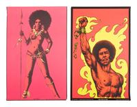 [BLACK POWER]. A group of 9 Black Power blacklight/Day-Glo posters, incl. velvet examples.