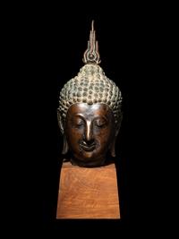 A Thai Bronze Head of Buddha