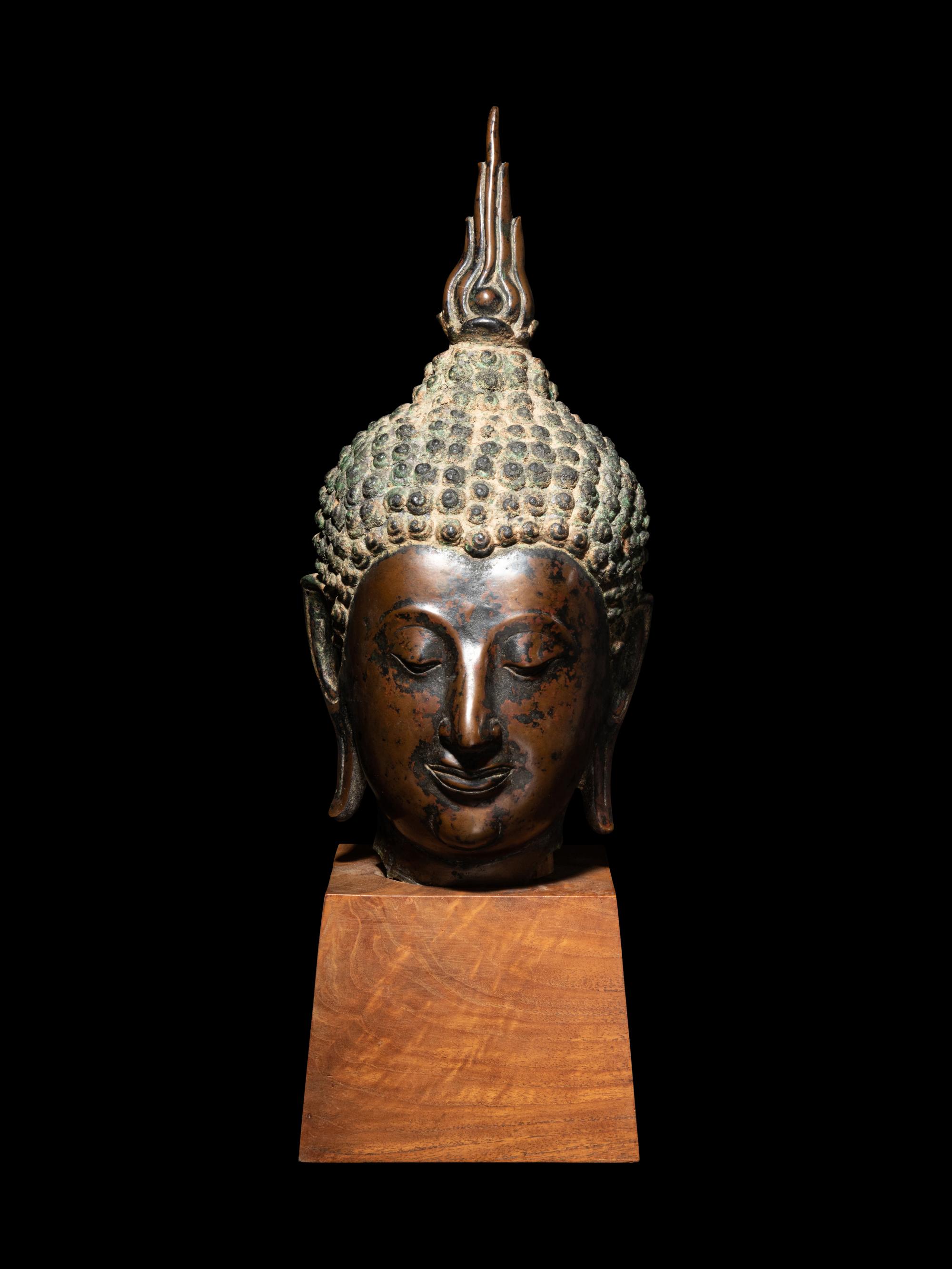 A Thai Bronze Head of Buddha
