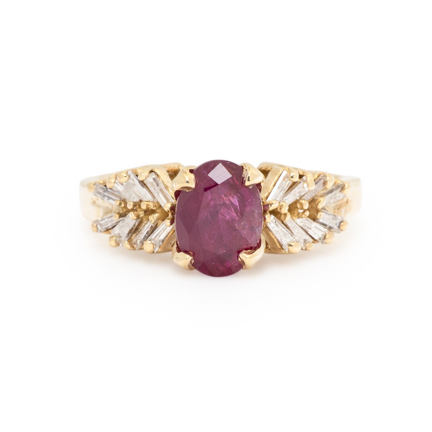 Ruby, Diamond, and Yellow Gold Ring
