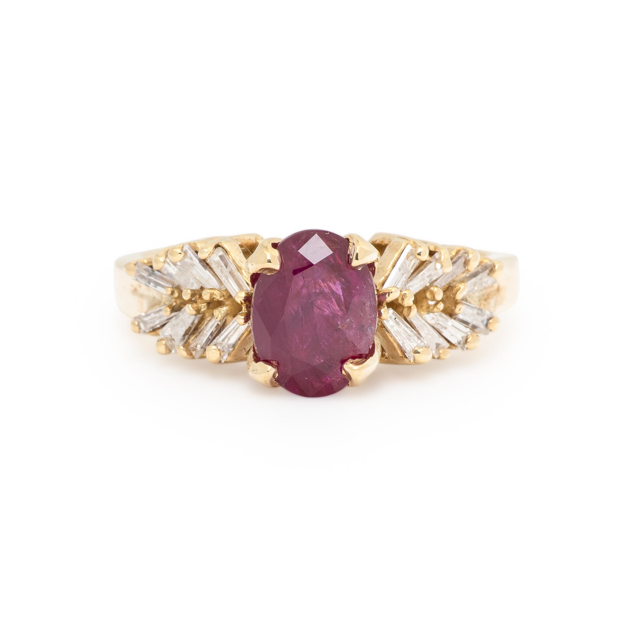 Ruby, Diamond, and Yellow Gold Ring