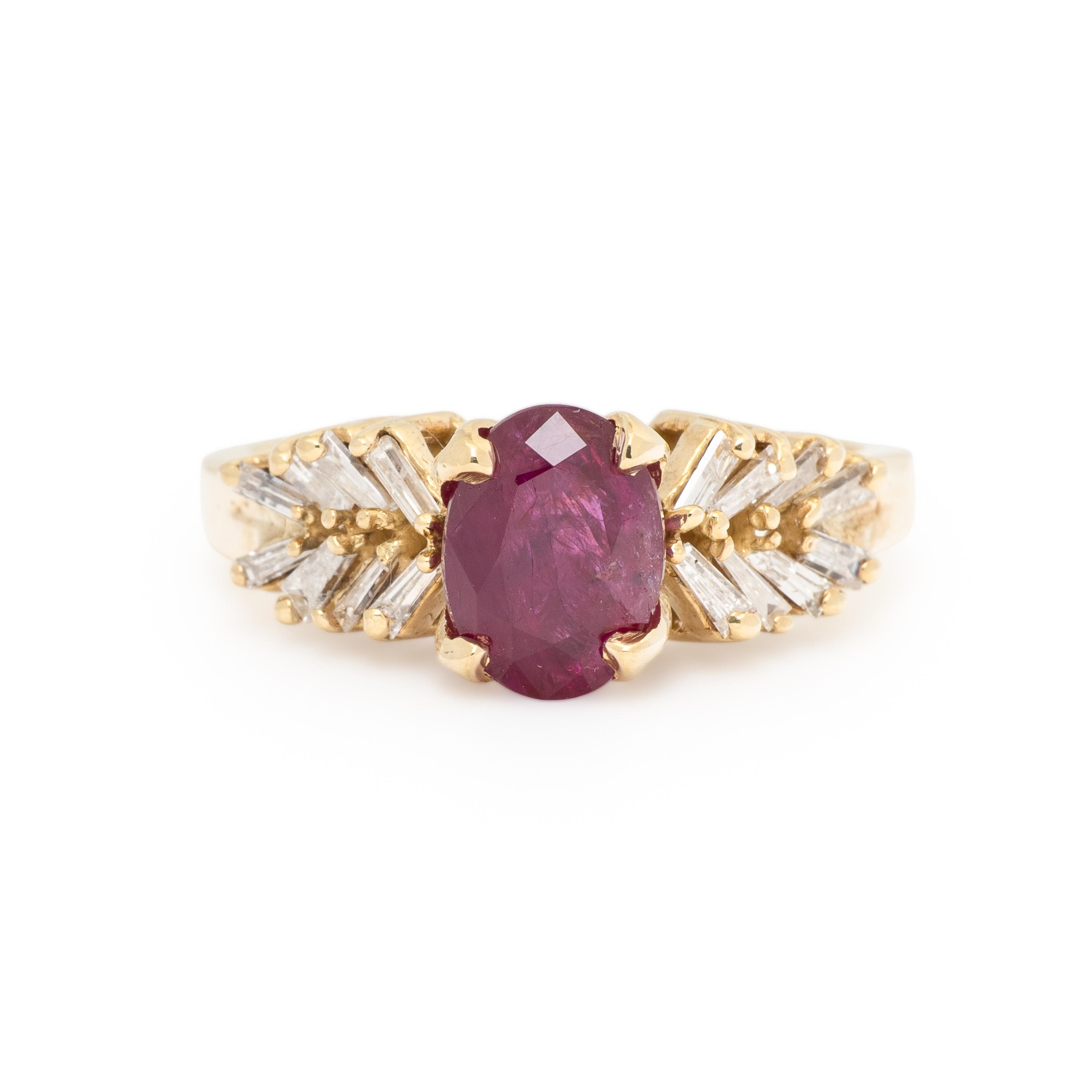 Ruby, Diamond, and Yellow Gold Ring
