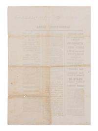 [LINCOLN ASSASSINATION]. "Constitution" Extra. [Middletown, CT]: Daily Constitution, 15 April 1865.