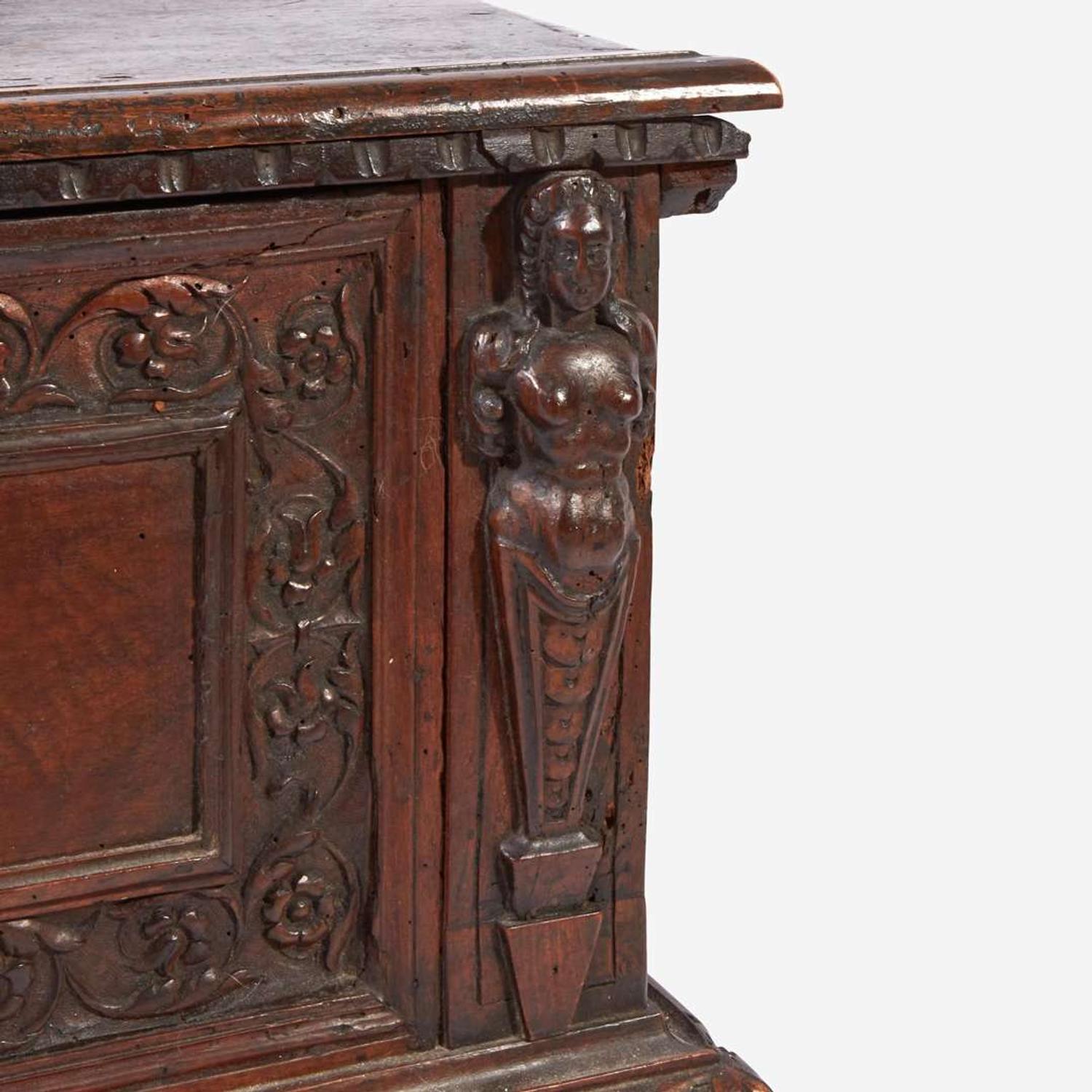 An Italian Baroque Carved Walnut Cassone 17th century
