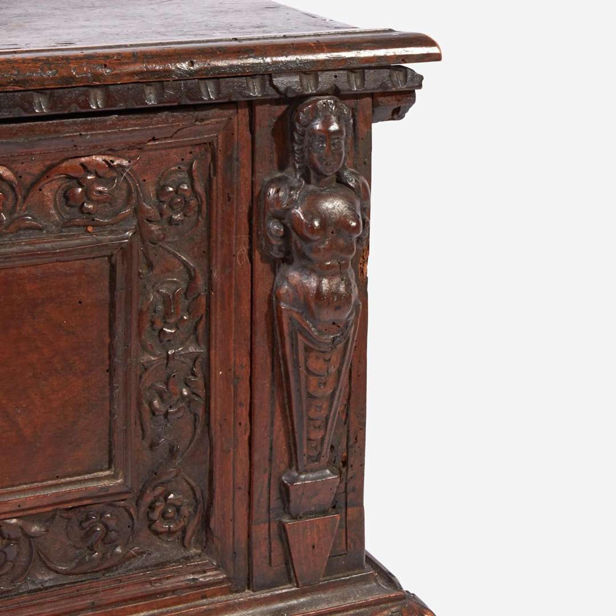 An Italian Baroque Carved Walnut Cassone 17th century