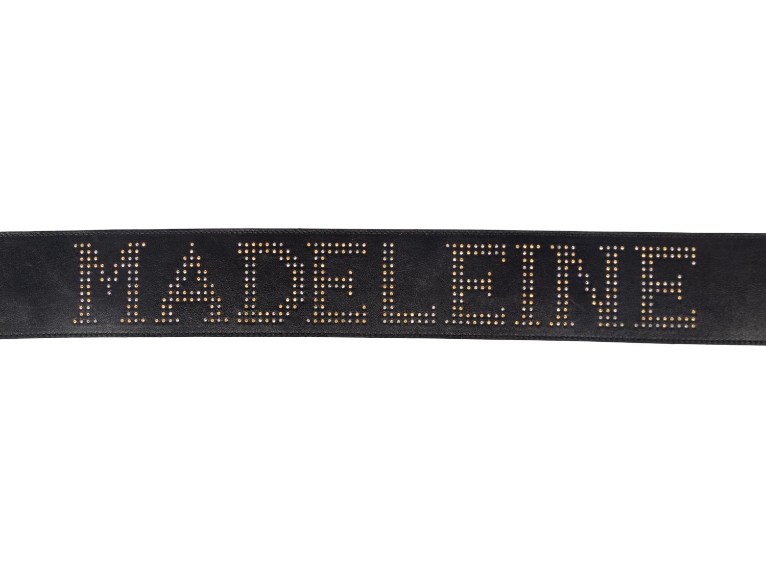 Black Studded Leather Belt Reading "Madeleine"