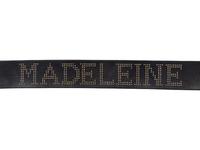Black Studded Leather Belt Reading "Madeleine"