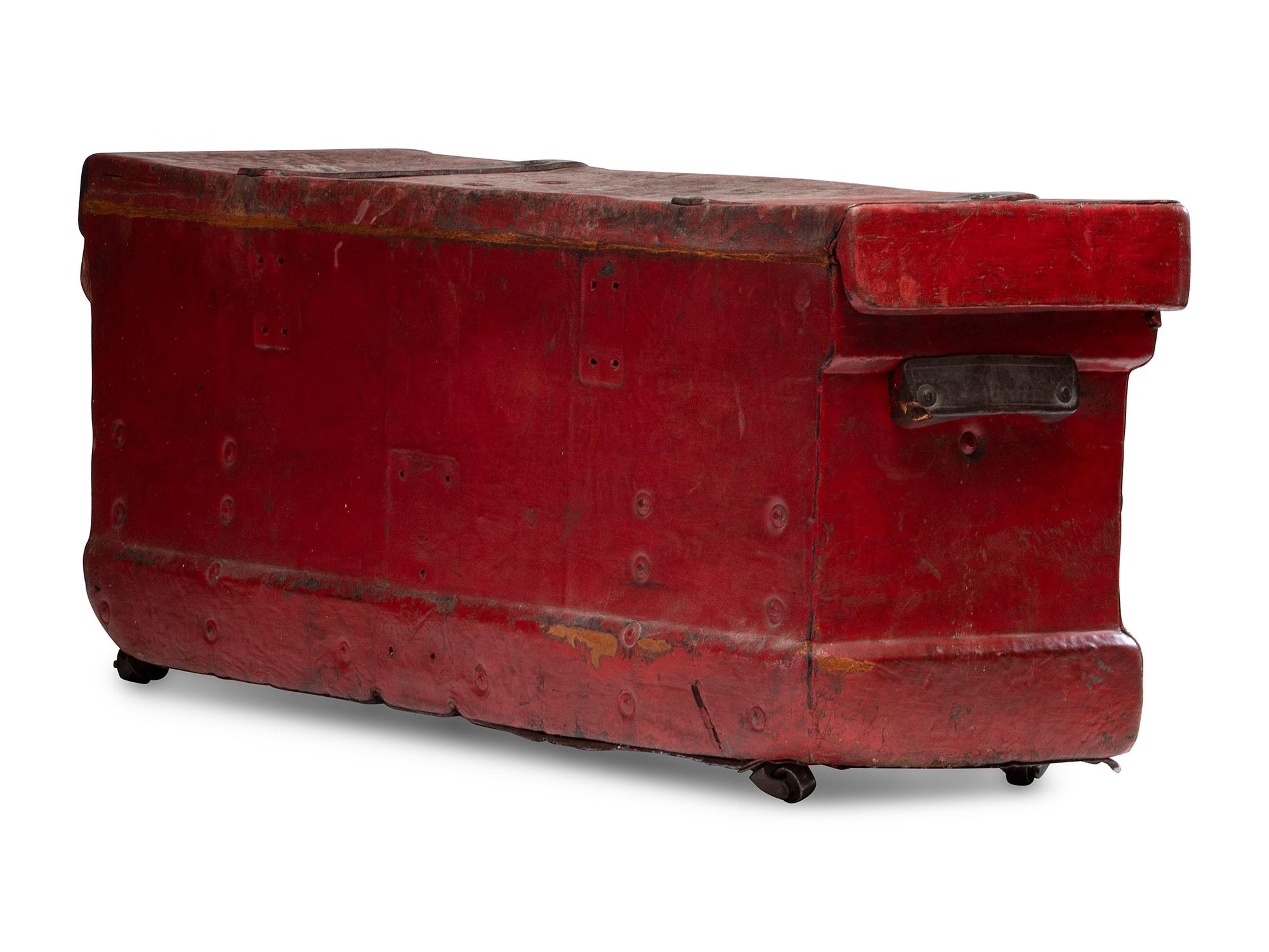 An English Painted Leather Trunk