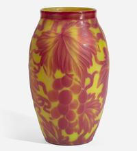 Tiffany Studios (American, active 1878-1932) Fine Favrile Two-Color Cameo Vase with Grapevine, New York, USA, circa 1907