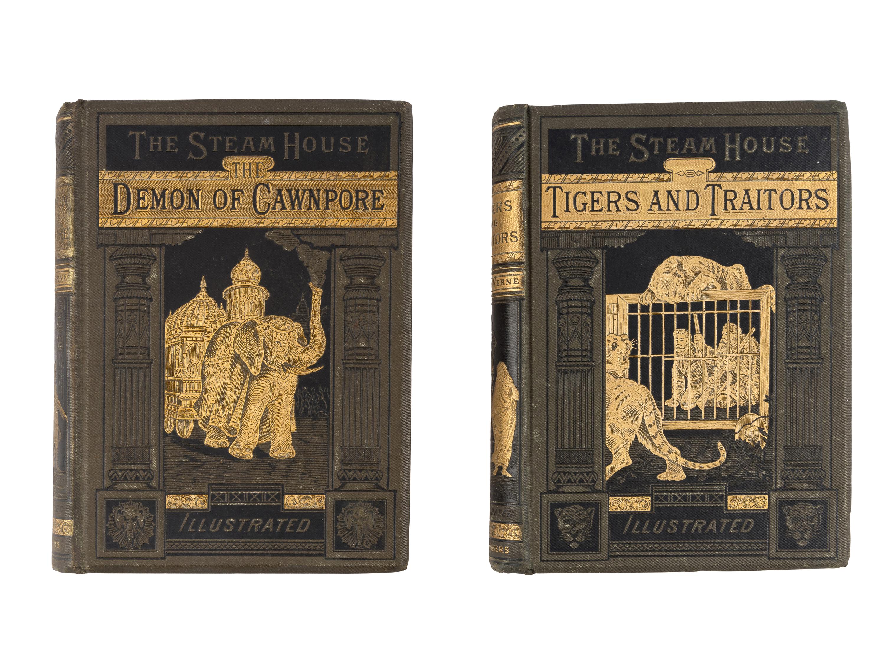 VERNE, Jules (1828-1905). The Steam House. (Part I.) The Demon of Cawnpore . -- (Part I.) Tigers and Traitors . New York: Charles Scribner's Sons, 1881.