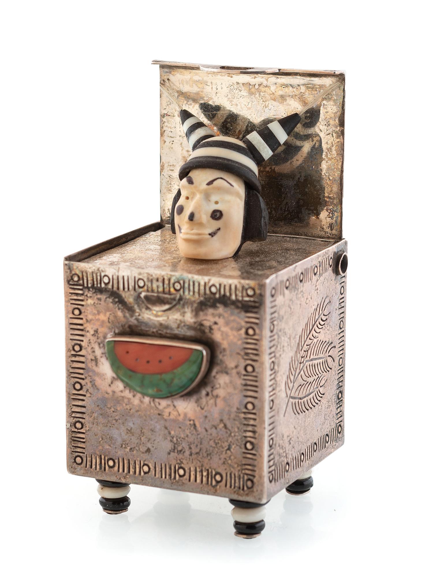 Kosa in the Box, Silver and Mosaic Inlay Lidded Box