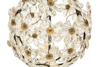 A Small Globe-Form Glass and Metal Chandelier with Floral Design
