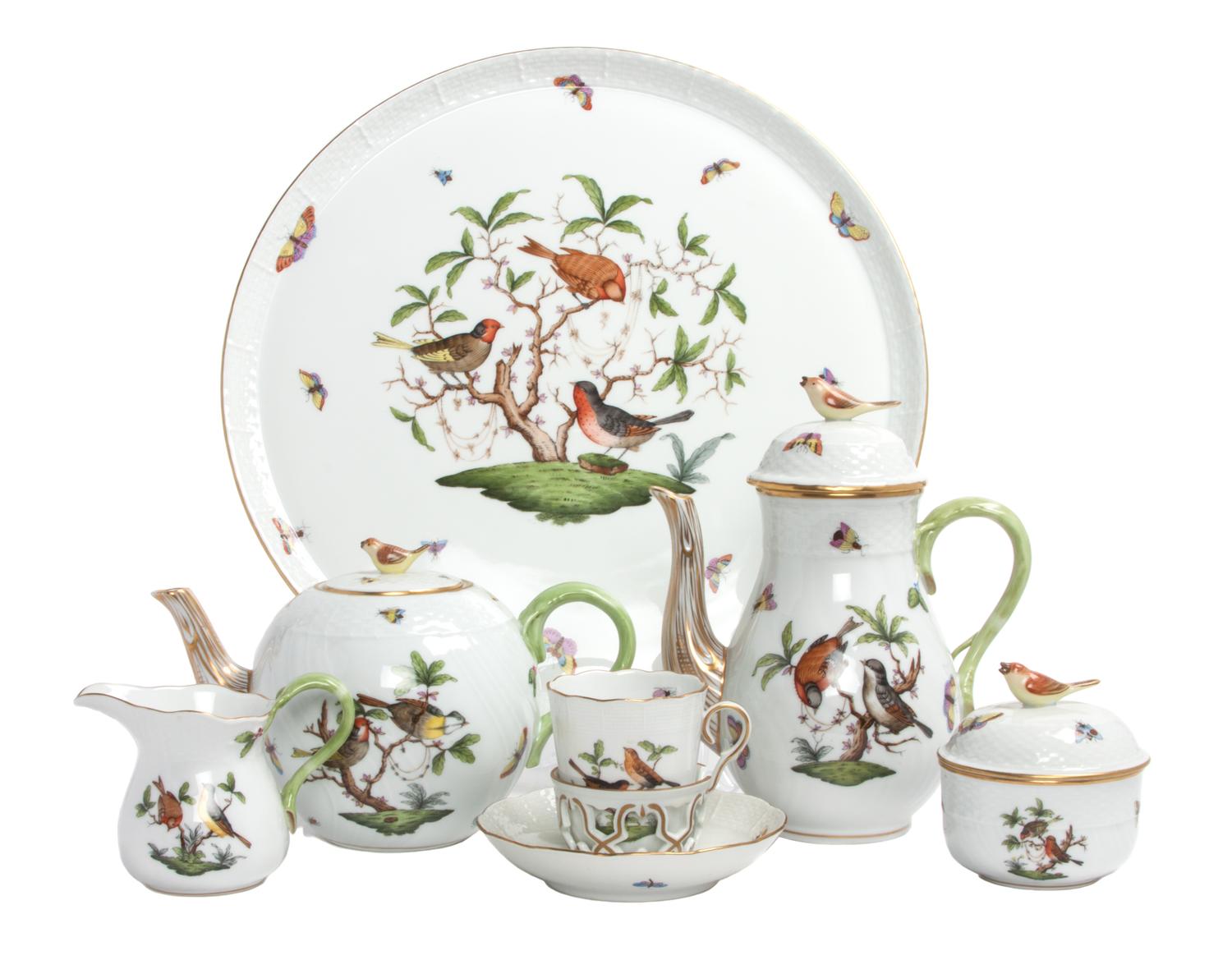 A Herend Porcelain Tea Set Height of first 8 3/4 inches.