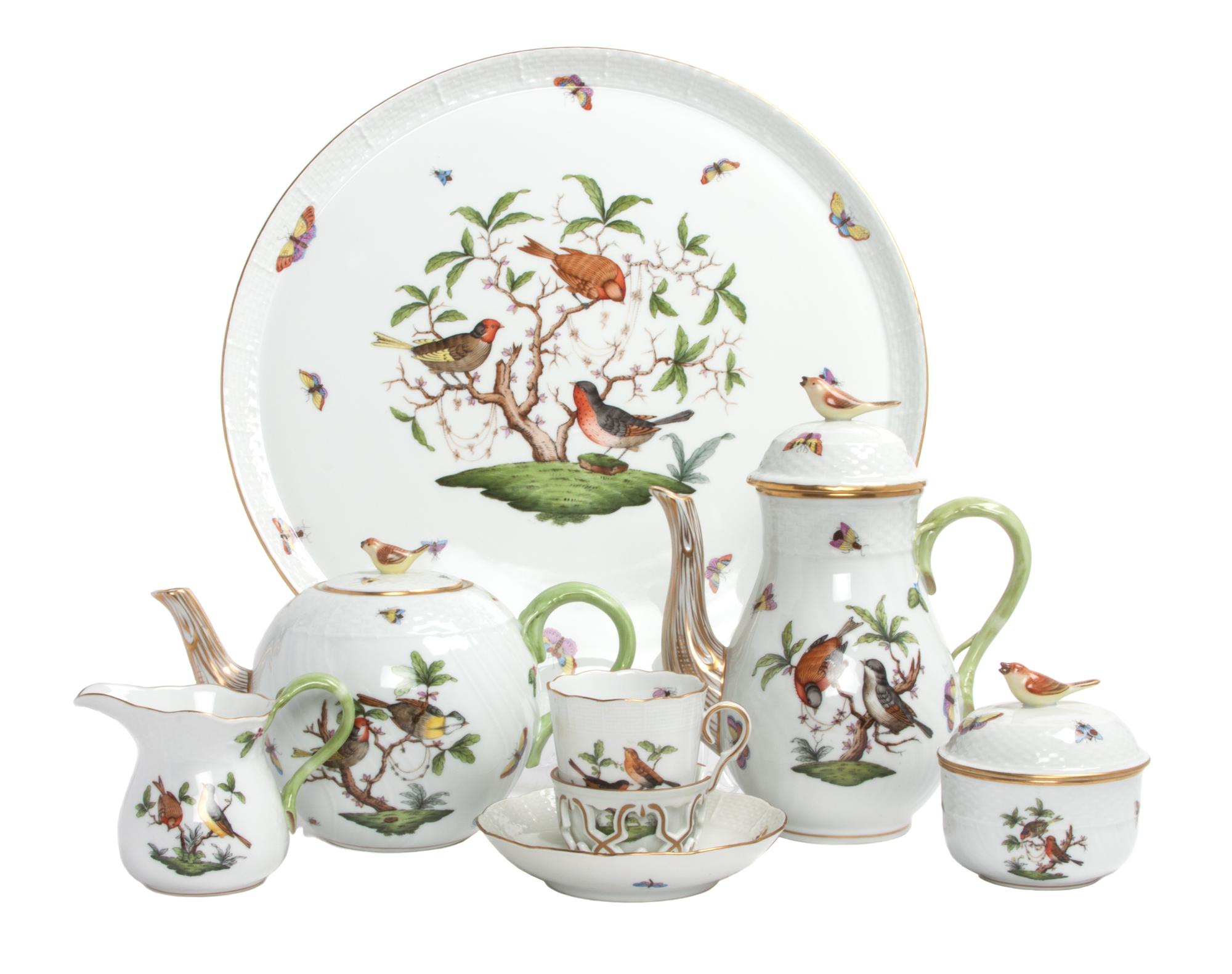 A Herend Porcelain Tea Set Height of first 8 3/4 inches.